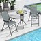 Patio Folding Bar Stool Set Of 2 With Metal Frame And Footrest